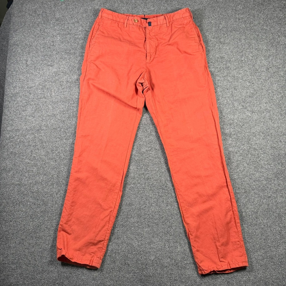 Incotex Chinolino Pants Mens 34 Orange Linen Cotton Blend Slowear Trousers